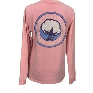 The Southern Shirt Company Pink Long Sleeve Pocket T-Shirt Small 2T038-198